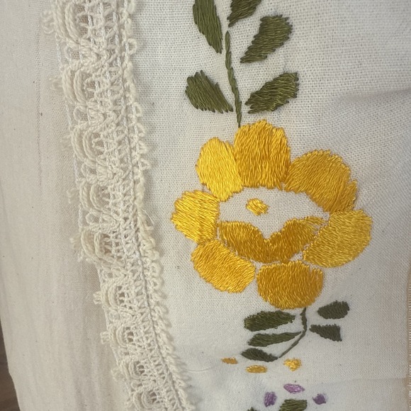 Mexican Embroidered Mini Dress Floral Oaxacan Boho One Size100% Cotton - Picture 5 of 12